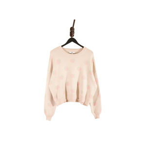 Steve Madden BB Dakota Fruit Jacquard Sweater Peach Apricot Boxy XS Oversize